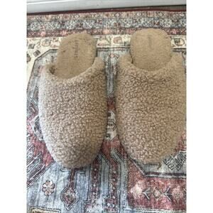 Bombas Sunday Sherpa Mule Slippers 9 Tan Plush Cozy Indoor Holiday Slip On Soft